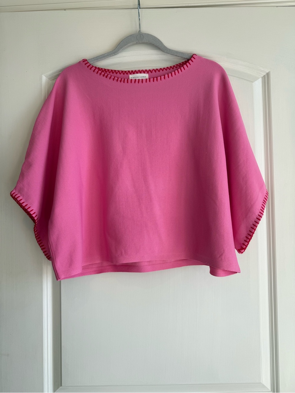 entro Bright Pink Boxy Tunic with Contrast Stitching